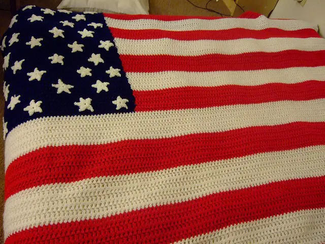 Crochet an American Flag Afghan or an American Flag Fridgie