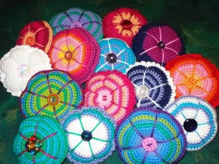 Crocheted Pin Cushion all