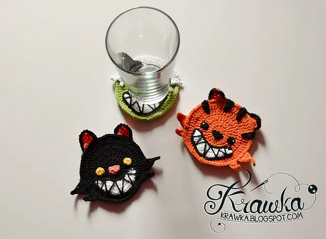 Halloween Coaster - Pumpkin Cat by Kamila Krawka Krawczyk