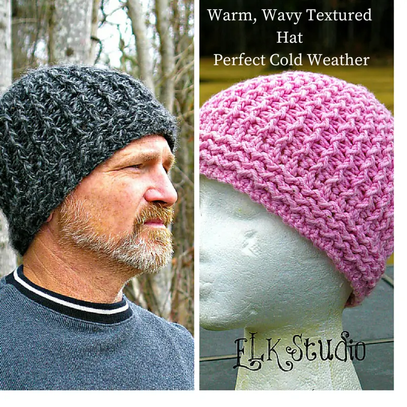 Warm, Wavy Textured Hat Perfect Cold Weather