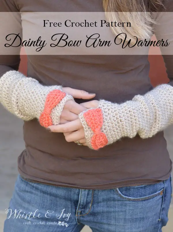 [Free Pattern] Pretty And Cozy Dainty Bow Crochet Arm Warmers
