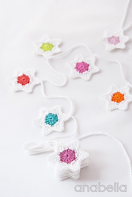 [Free Pattern] Easy, Fresh And Quick To Make Crochet Six-Pointed Stars Christmas Garland