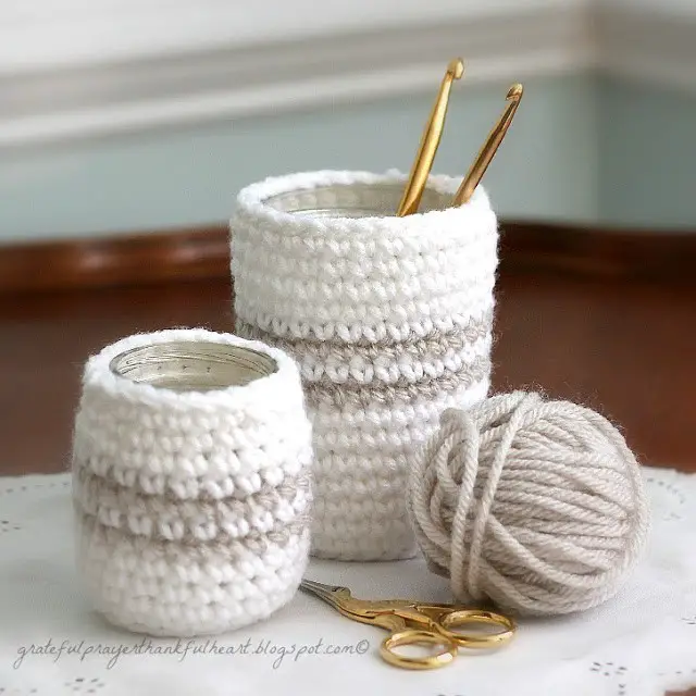 crochet glass jar cozy cozies