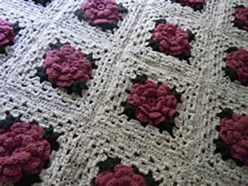 Rose Granny Square Afghan by Craft Elf