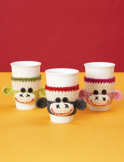 Sock Monkey Cup Cozy by Patons