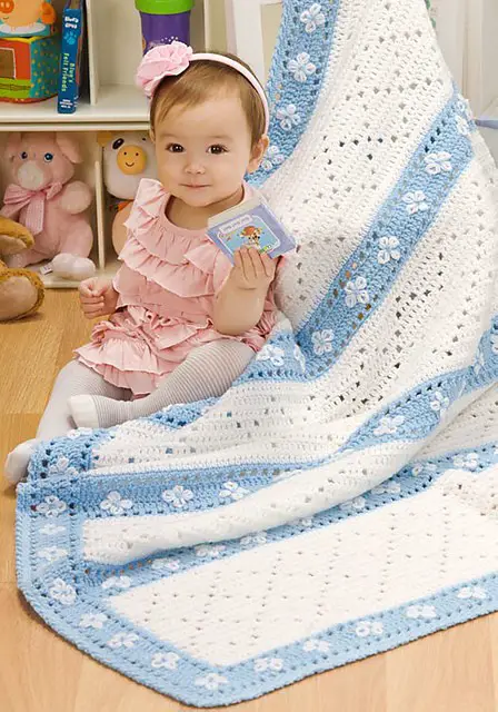 [Free Pattern] This Sweet Diamonds And Daisies Baby Blanket Makes The Perfect Gift For Any Baby