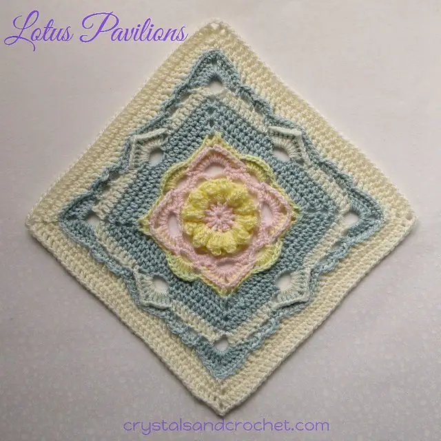 [Free Pattern] Incredibly Beautiful 12 Inch Lotus Flower Square