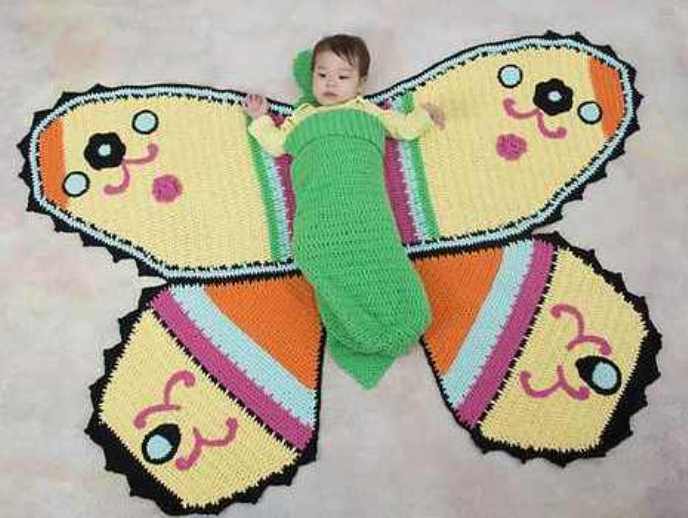 [Free Pattern] Create Adorable Moments With This Stunning Butterfly Baby Blanket & Cocoon Blanket
