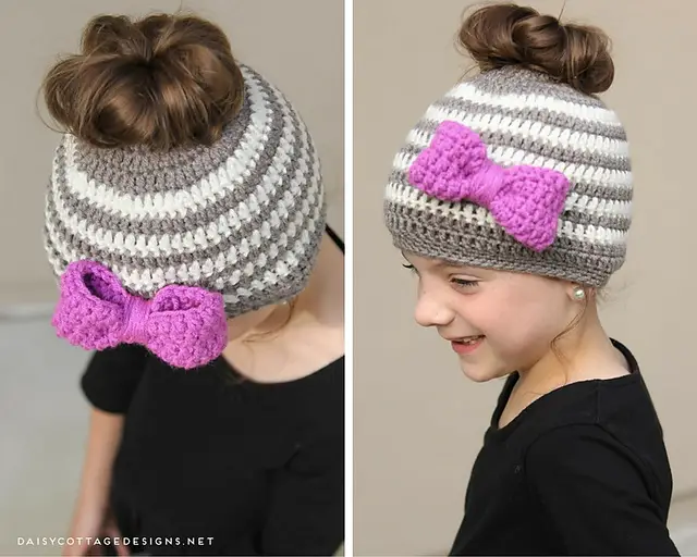 This Childs Crocheted Ponytail Hat Pattern Will Have Your Little One Smile To The Moon And Back