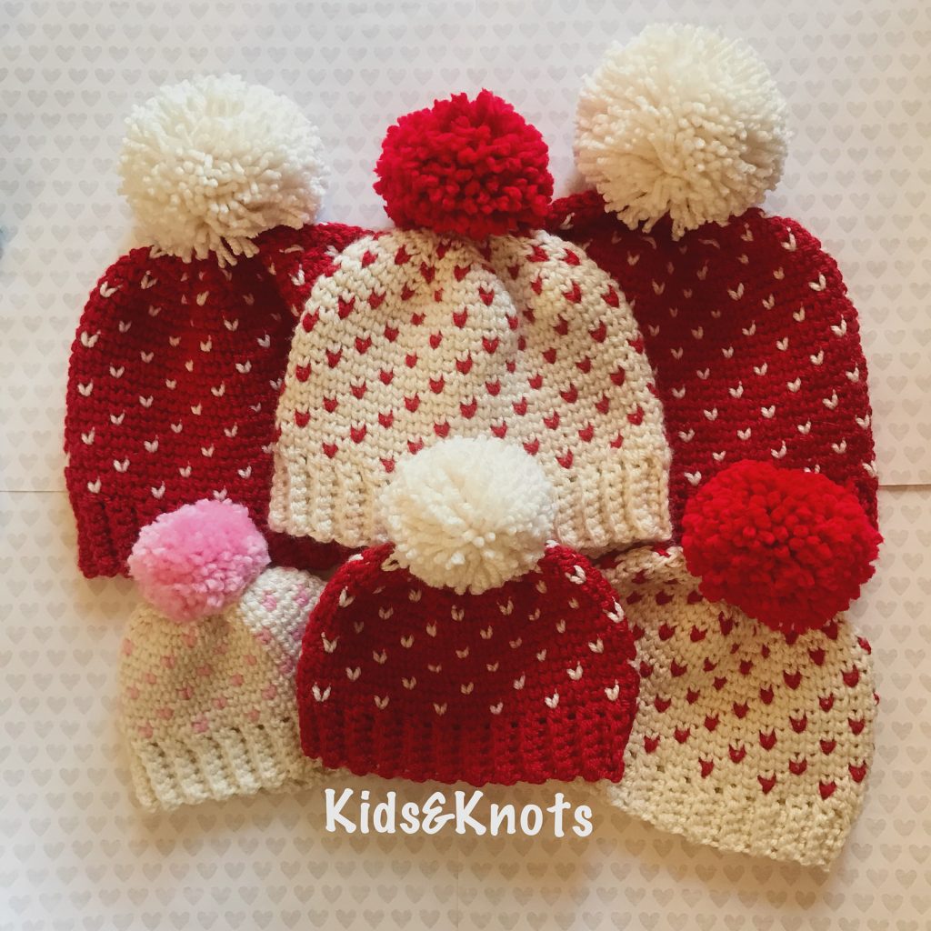 Cute Little Heart Hats With Free Patterns For All Ages