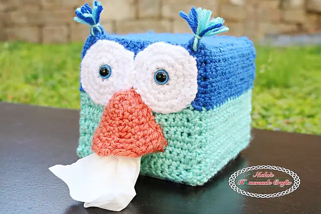 [Free Pattern] Cleverly Creative Crochet Owl Tissue Box Cover 