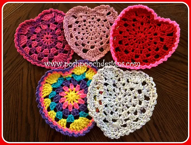 [Free Pattern] These Granny Style Heart Doilies Add A Sweet Touch To Your Table, Or Valentine Party