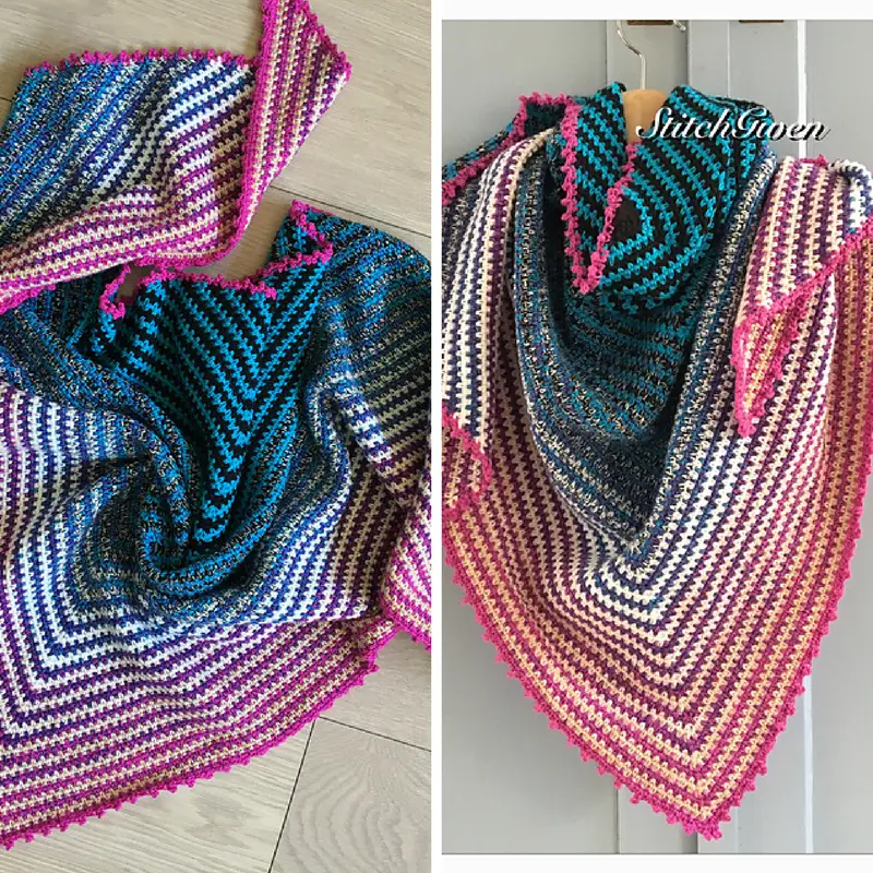 [Free Pattern] This Easy Crochet Triangle Shawl Pattern Is Perfect For The Beginners