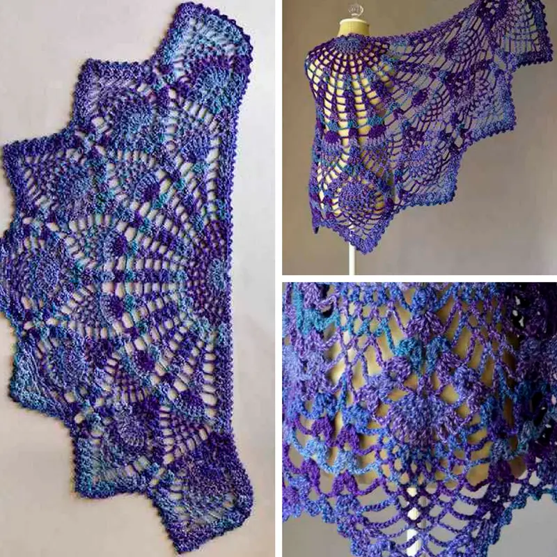 [Free Pattern] This Seriously Beautiful Pineapple Peacock Shawl Is Perfect For Every Taste