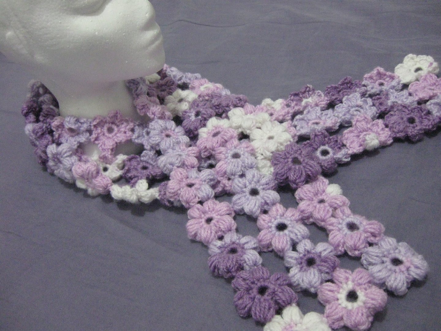Gorgeous Scrap Yarn Puff Stitch Flower Scarf Pattern To Amp Up Your Glam [Free Pattern]