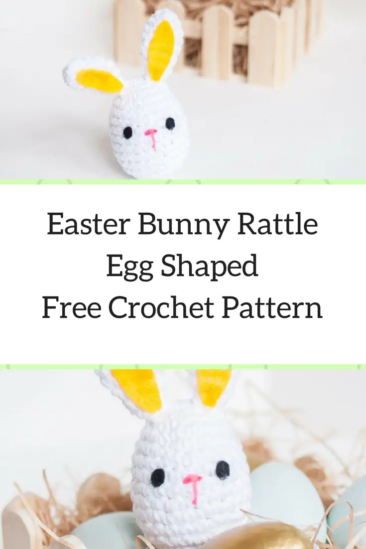 Cute Easter Bunny Rattle Egg Shaped- Free Crochet Pattern