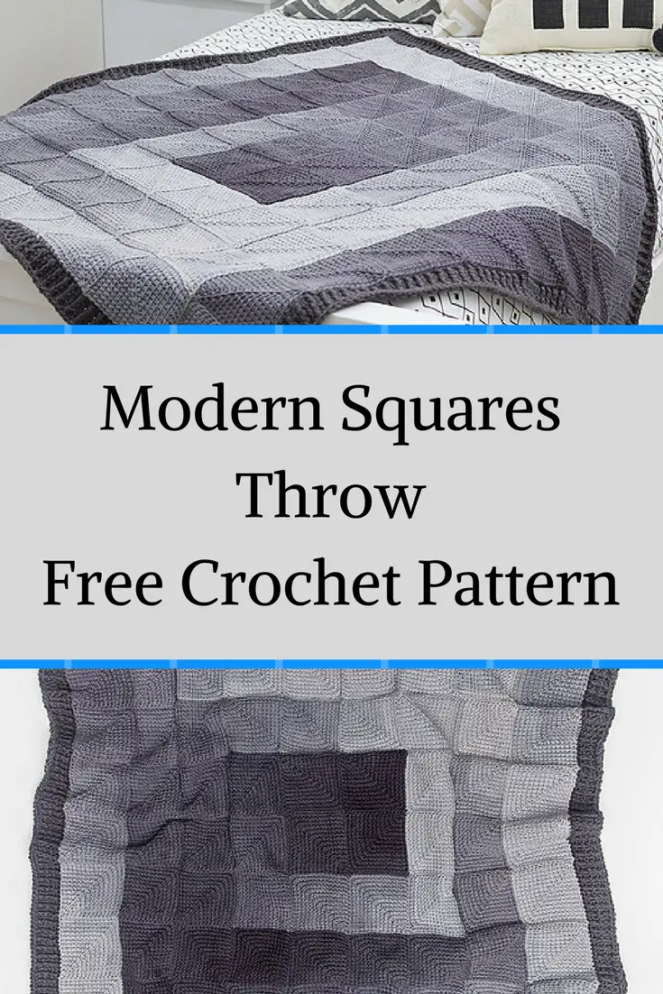 Awesome Modern Squares Throw Free Crochet Pattern