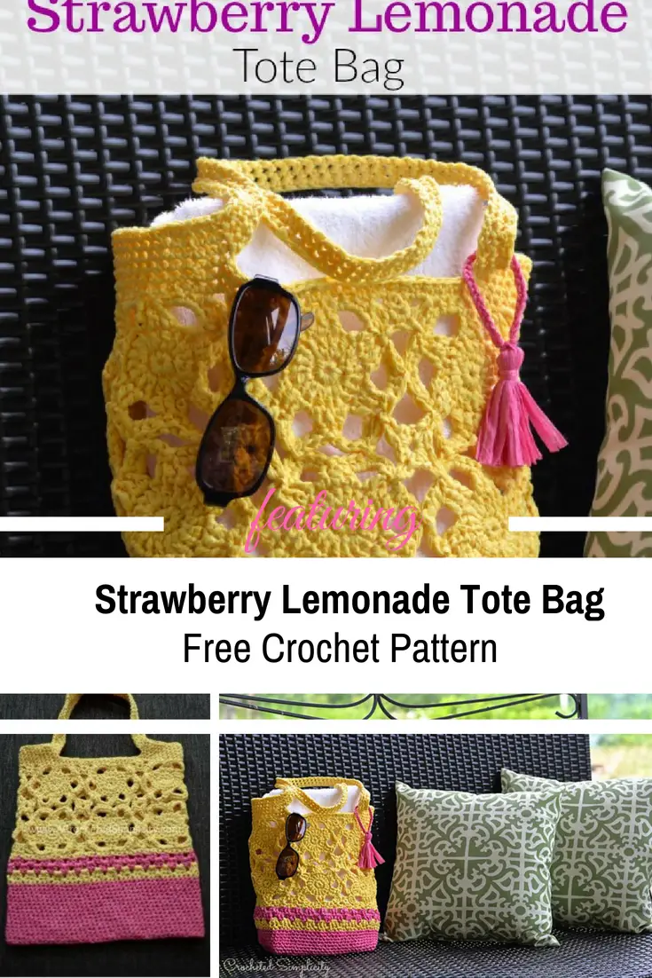 Strawberry Lemonade Tote Bag Free Crochet Pattern