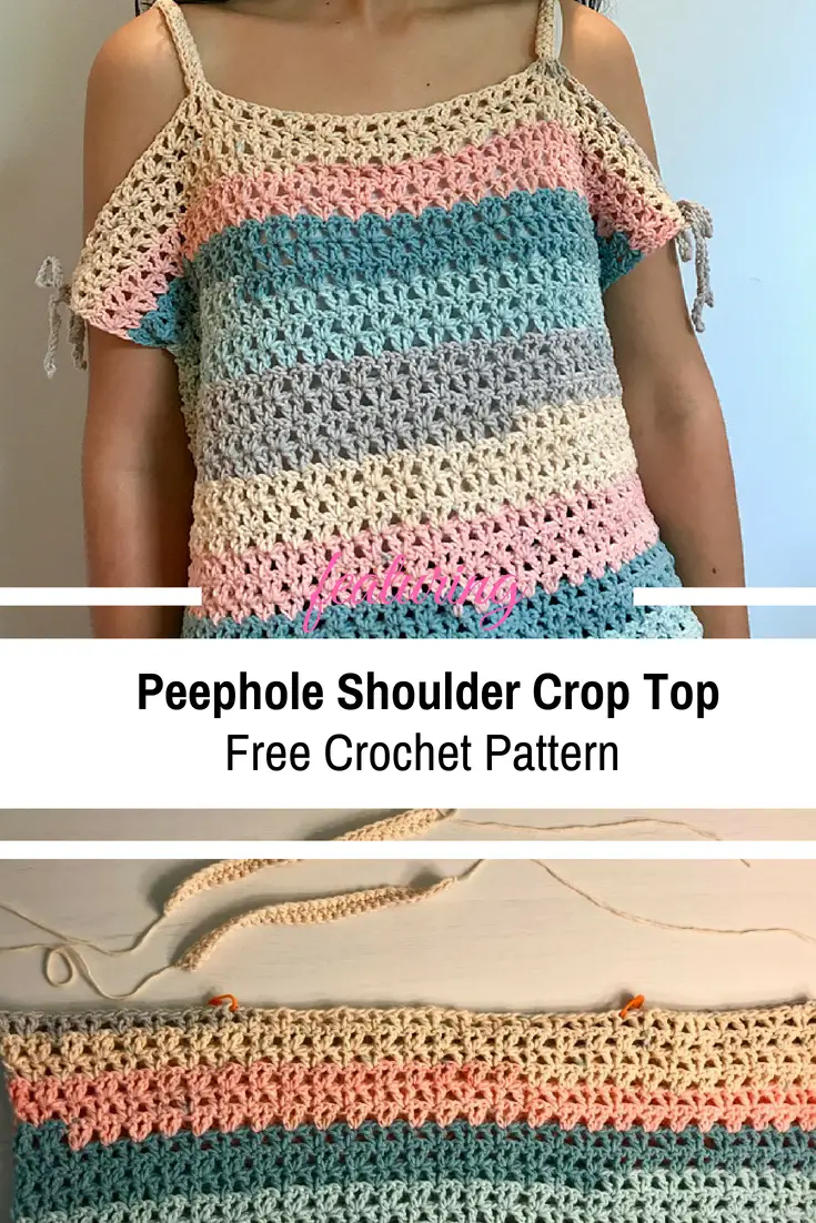 Peephole Shoulder Crop Top Free Crochet Pattern