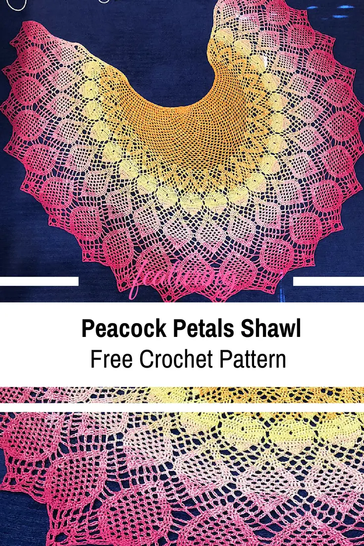 Mesmerizing Peacock Petals Shawl Free Crochet Pattern