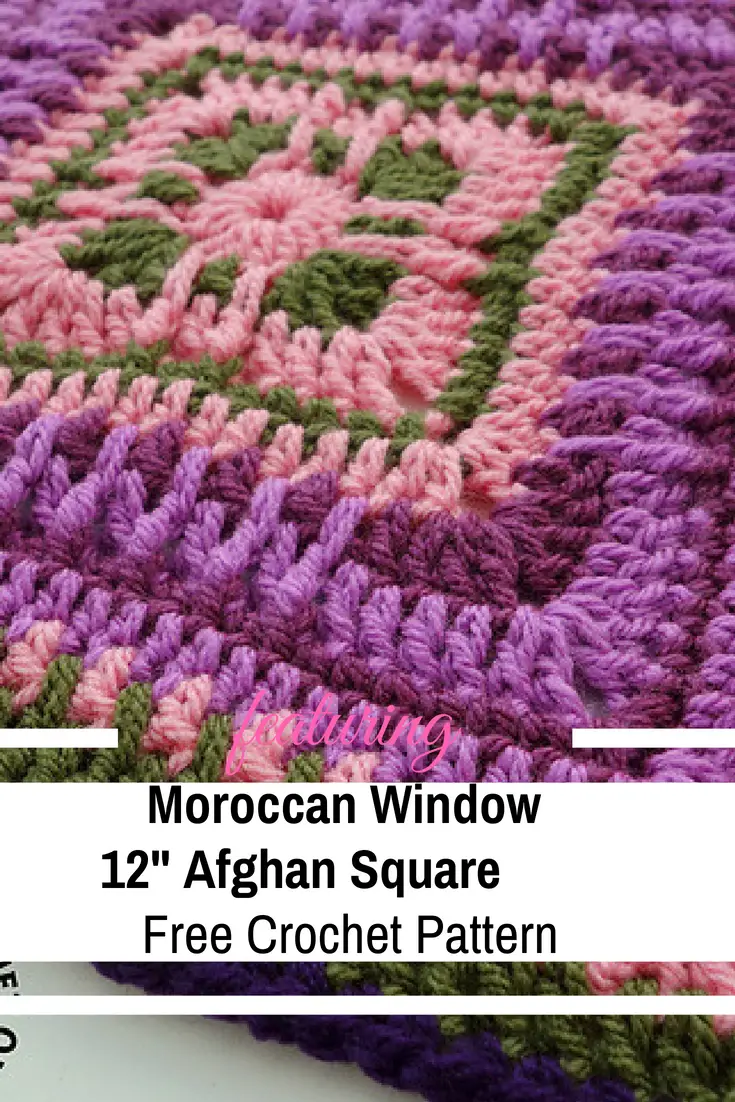 Moroccan Window 12" Afghan Square Free Crochet Pattern