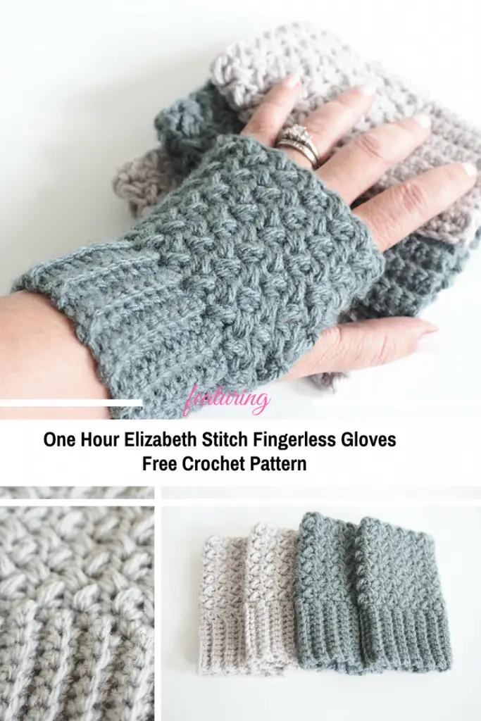 One Hour Elizabeth Stitch Fingerless Gloves Free Crochet Pattern