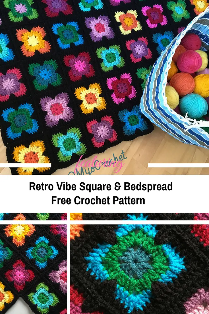 Retro Vibe Square And Bedspread Free Crochet Pattern