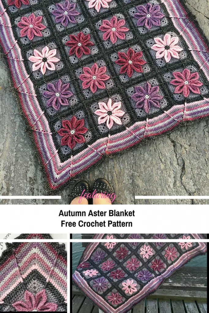 Thick, Dense And Warm Autumn Aster Blanket Free Crochet Pattern