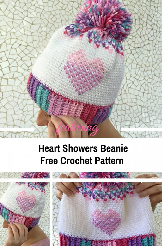 Crochet Heart Beanie Pattern Full Of Color And Contrast