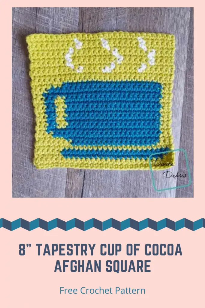 Cute 8" Tapestry Cup of Cocoa Afghan Square For Decidedly Frightful Weather [Free Pattern]