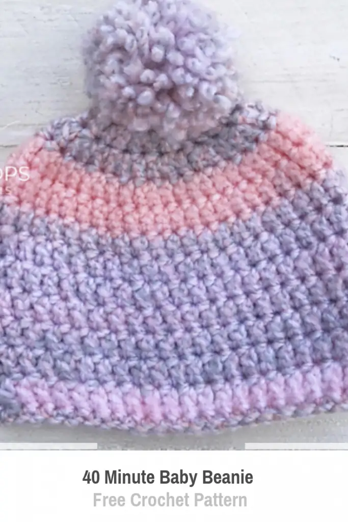 Easy 40 Minute Baby Beanie Free Crochet Pattern For Beginners