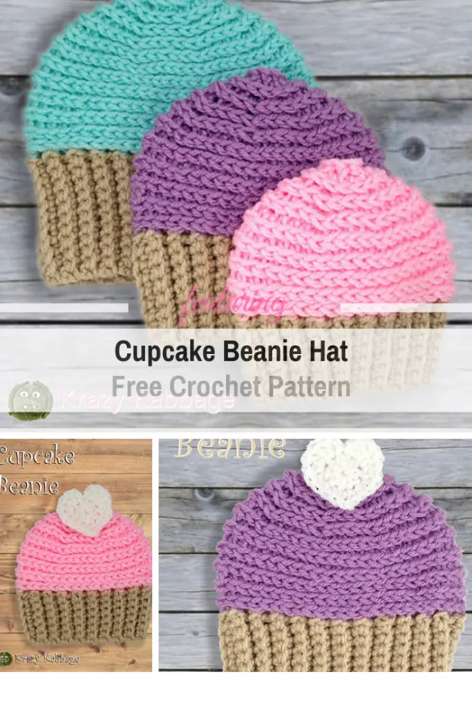 Pretty Amazing Cupcake Beanie Hat Free Crochet Pattern 