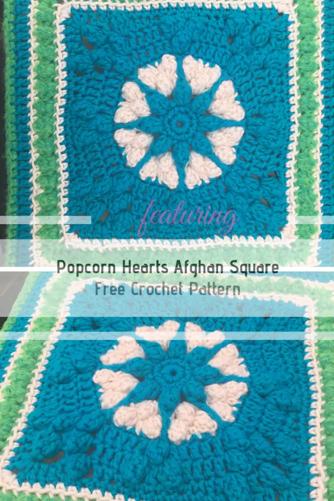 Fun And Easy Popcorn Hearts Afghan Square Free Crochet Pattern