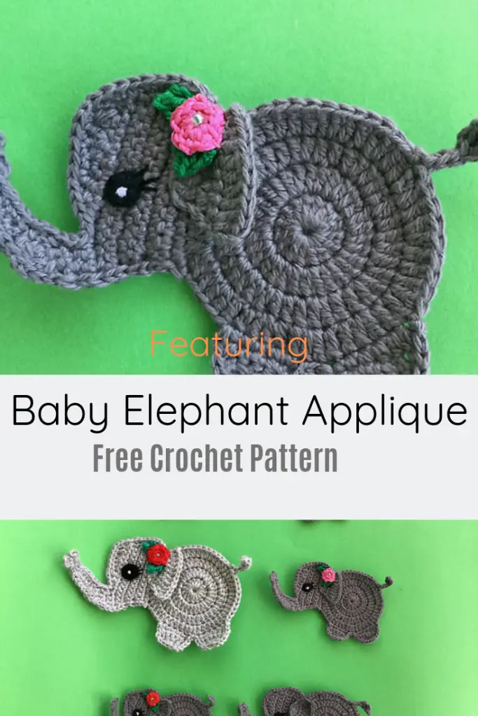 Adorable Crochet Elephant Applique Free Pattern