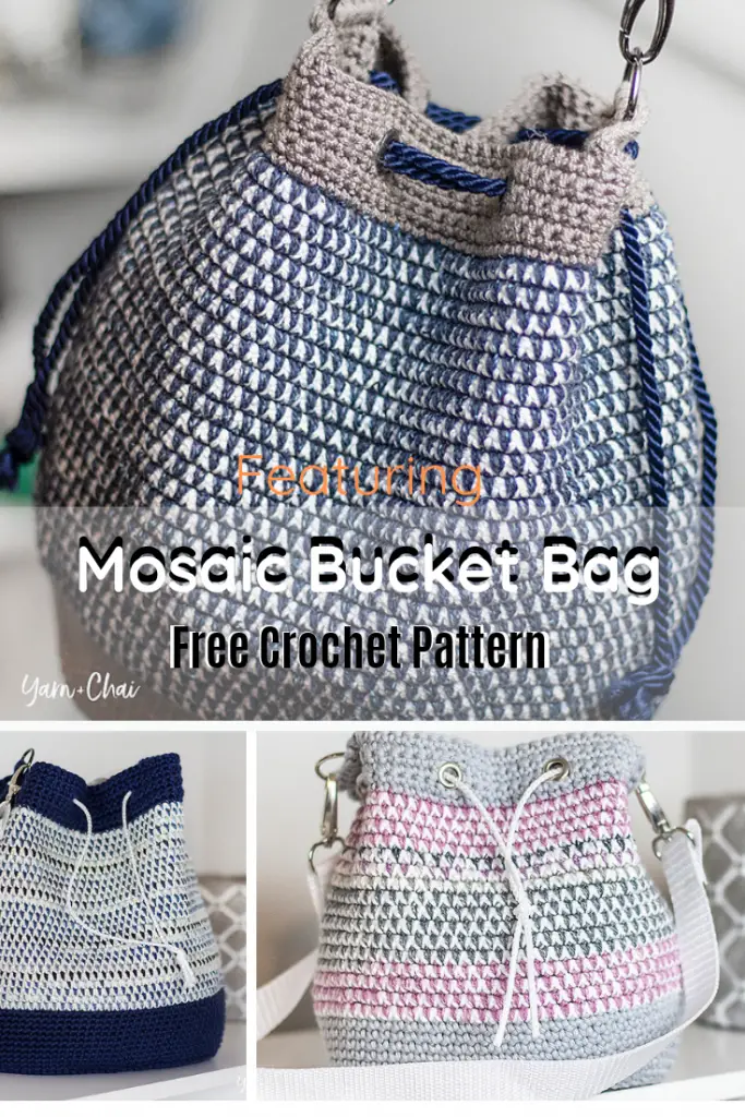 Wonderful And Fun Mosaic Bucket Bag Free Crochet Pattern