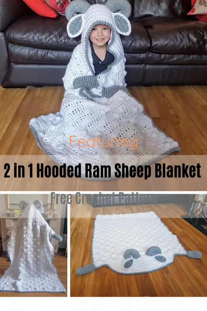 Absolutely Adorable Crochet Ram Sheep Hooded Blanket Free Pattern