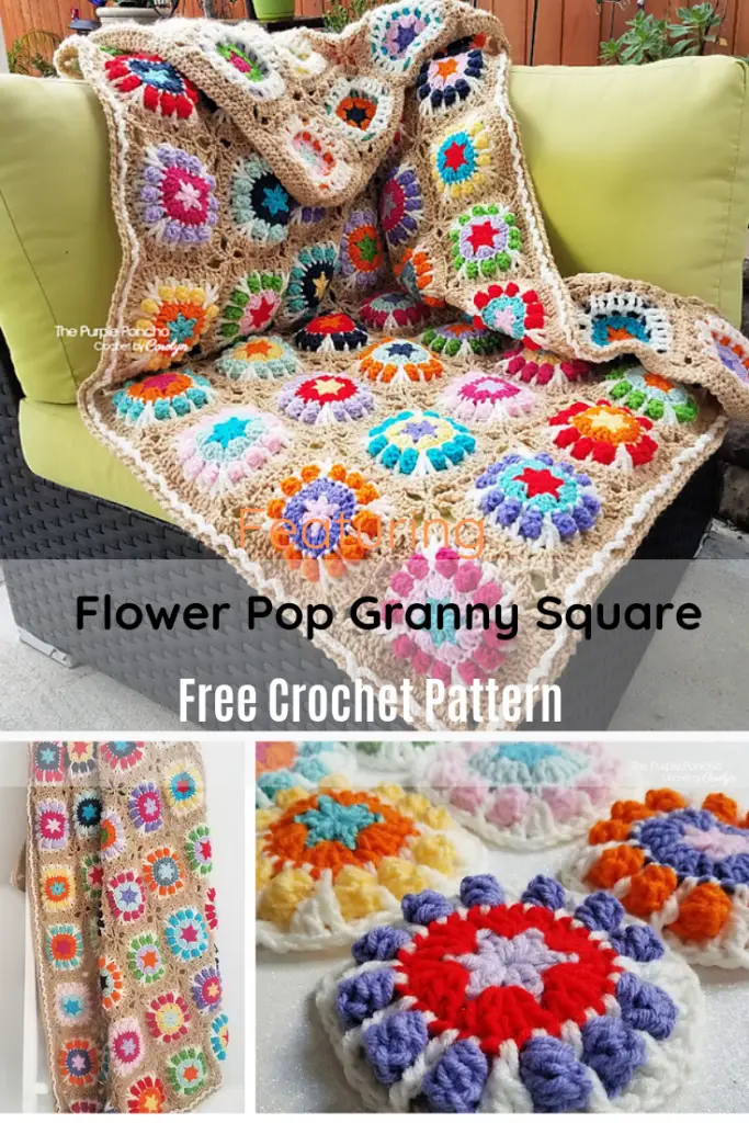 Versatile And Full Of Popcorns Flower Pop Granny Square Blanket
