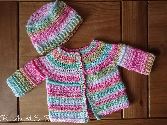 Textured Crochet Baby Sweater Set Pattern