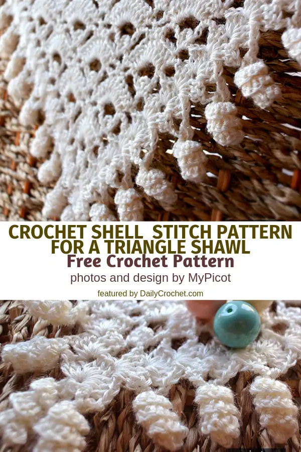 Learn A New Crochet Stitch: Crochet Shell Stitch Pattern For A Triangle Shawl