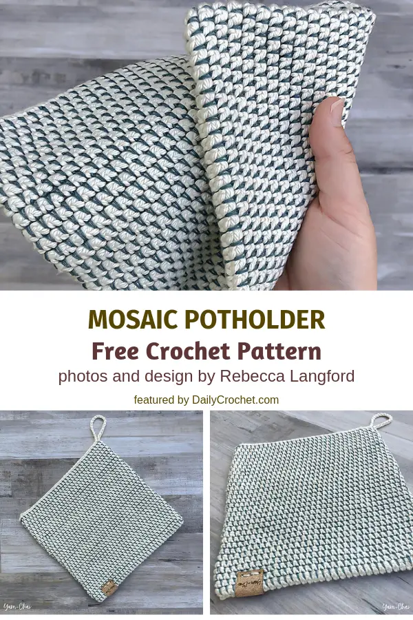 Mosaic Potholder Double Sided Free Crochet Pattern- 3 Double Sided Crochet Potholders Patterns You'll Love