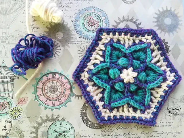 Gorgeous Star Flower Hexagon Crochet Pattern