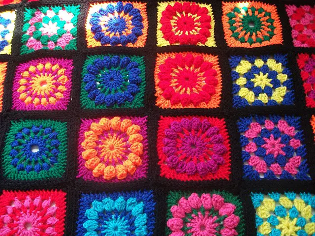 Granny Square Crocheted Afghan by Kathy Wilson