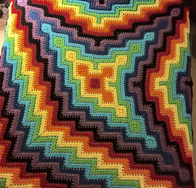 3-Pronged Square and Ripple Blanket