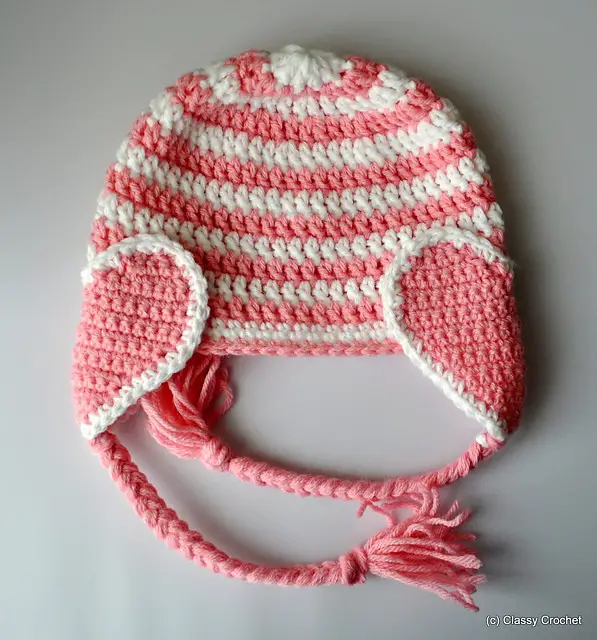 Hearts Earflap Hat- White and Bright Pink main image 0