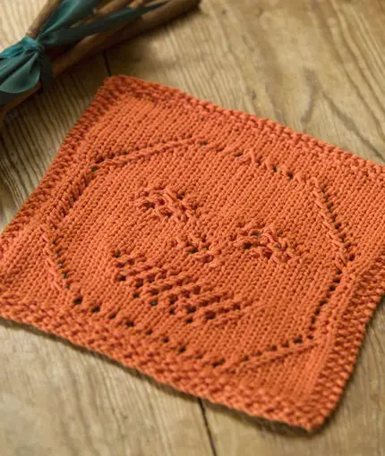 Jack'o Lantern Dishcloth knitted