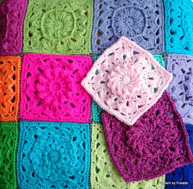 Crochet Mood Blanket - April Square by Pukado by Patricia Stuart