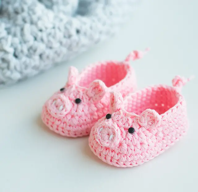 Piggy Crochet Baby Booties by Croby Patterns
