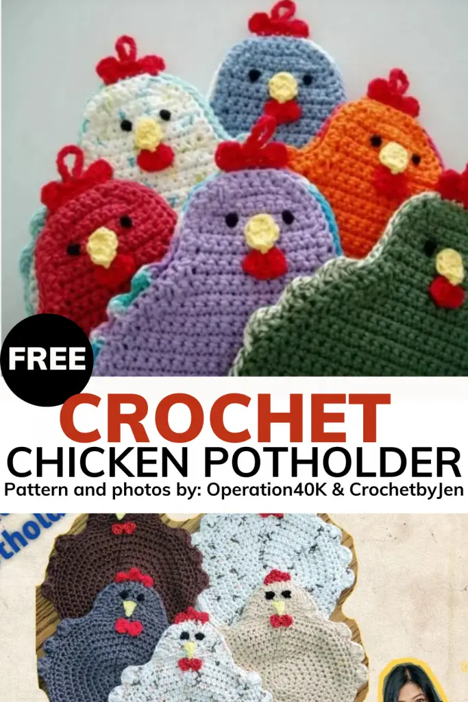 Get ready to add some adorable charm to your kitchen with this delightful crochet chicken potholder! Made with a soft and durable yarn, this potholder is designed to withstand even the hottest dishes, keeping your hands and surfaces safe from burns and stains. The intricately crafted chicken design features bright, cheerful colors and realistic textured details, including feathers, beak, comb, and tail. This pattern is beginner-friendly and easy to follow, making it a perfect project for anyone who loves to crochet. Add a touch of farmhouse style to your kitchen and protect your hands from heat with this charming crochet chicken potholder!