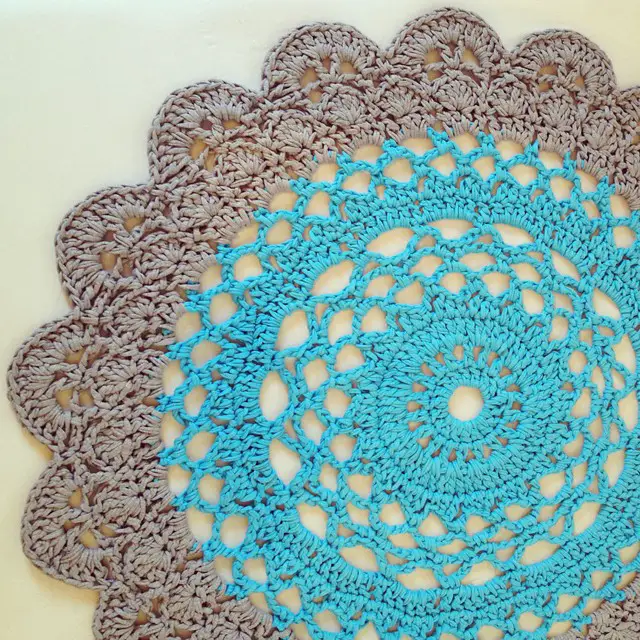 Crocheted Giant Doily Rug In Two Colors