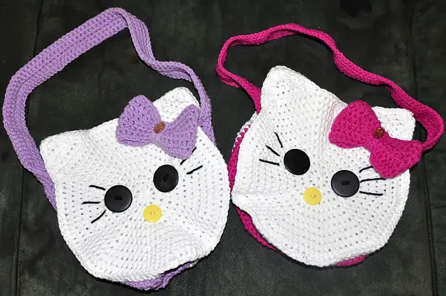 Round Kitty Face Bag by 5packs Crochet
